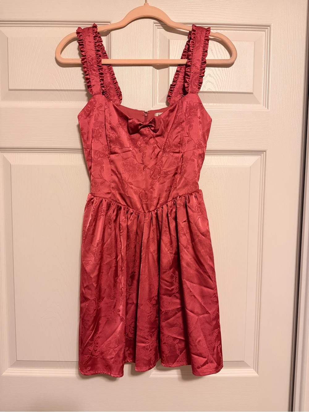 Francesca's Red Ruffled Strap Mini Dress